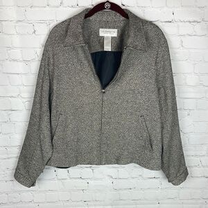 Liz Claiborne Lizsport Zip Blazer Silk/Wool Blend Size Petite Large